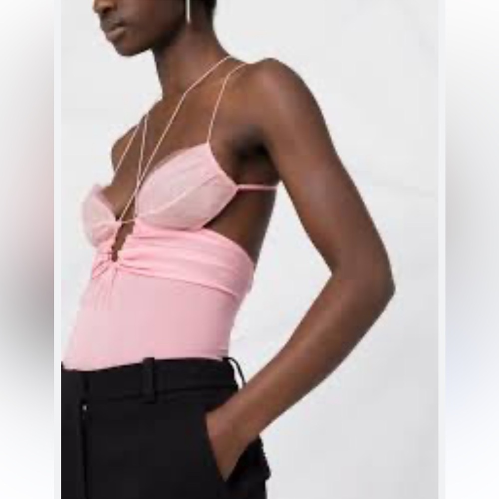 Nensi Dojaka Silk Georgette Keyhole Bodysuit in Blossom XS - Picture 10 of 14